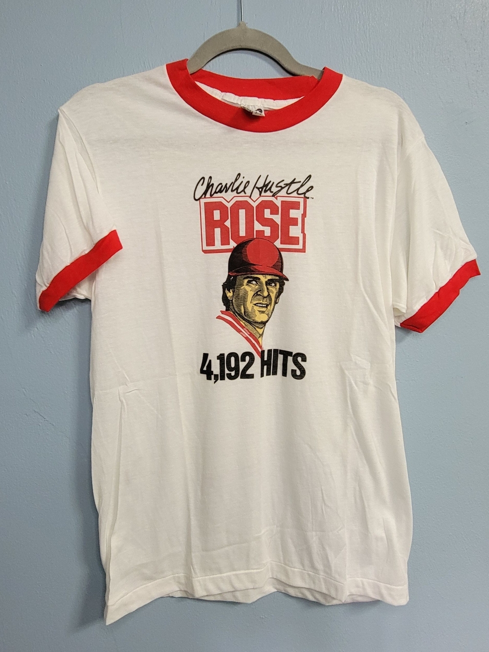 Rare 1980s Pete "Charlie Hustle" Rose Vintage Ringer T-shirt - Large